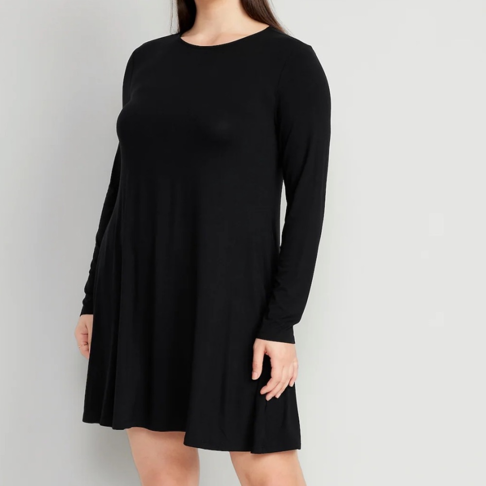 Old Navy Fit & Flare Black Long Sleeve Mini Dress size XS